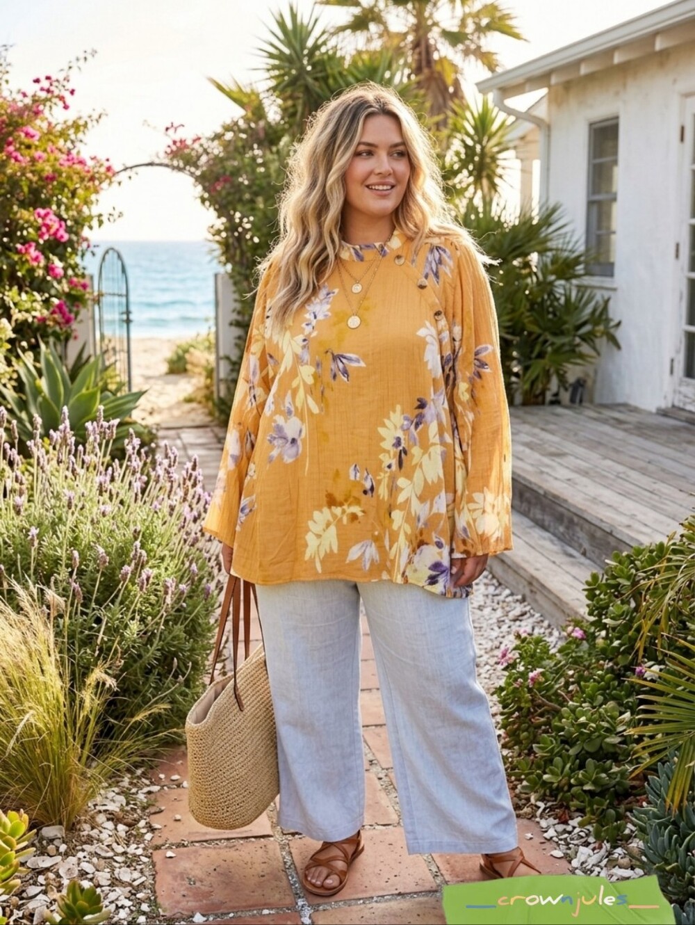New Summer Yellow Floral Top Plus 3x Women Boho Blouse